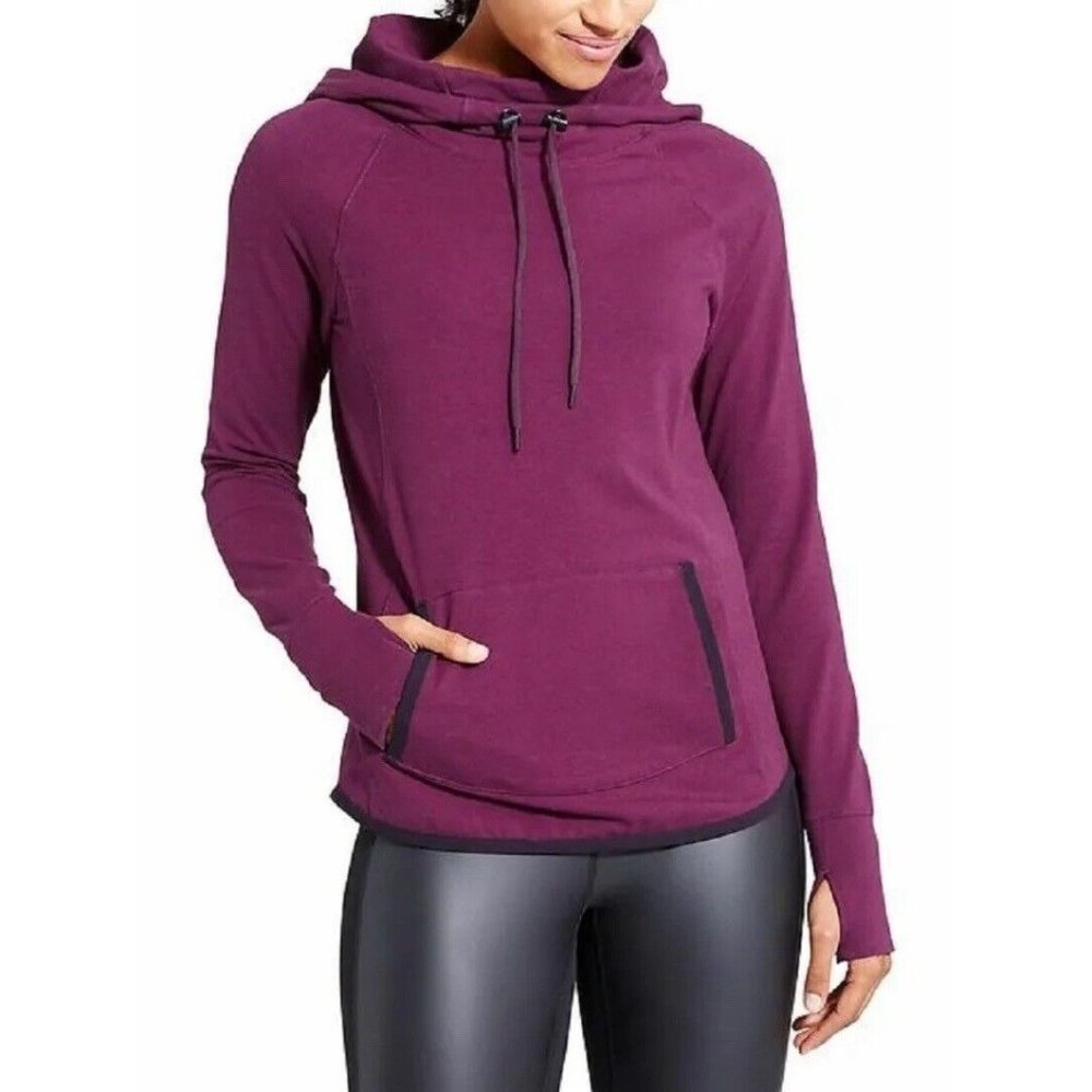 ATHLETA Sentry Hoodie Sweatshirt Medium Top California Plum Activewear 9498
